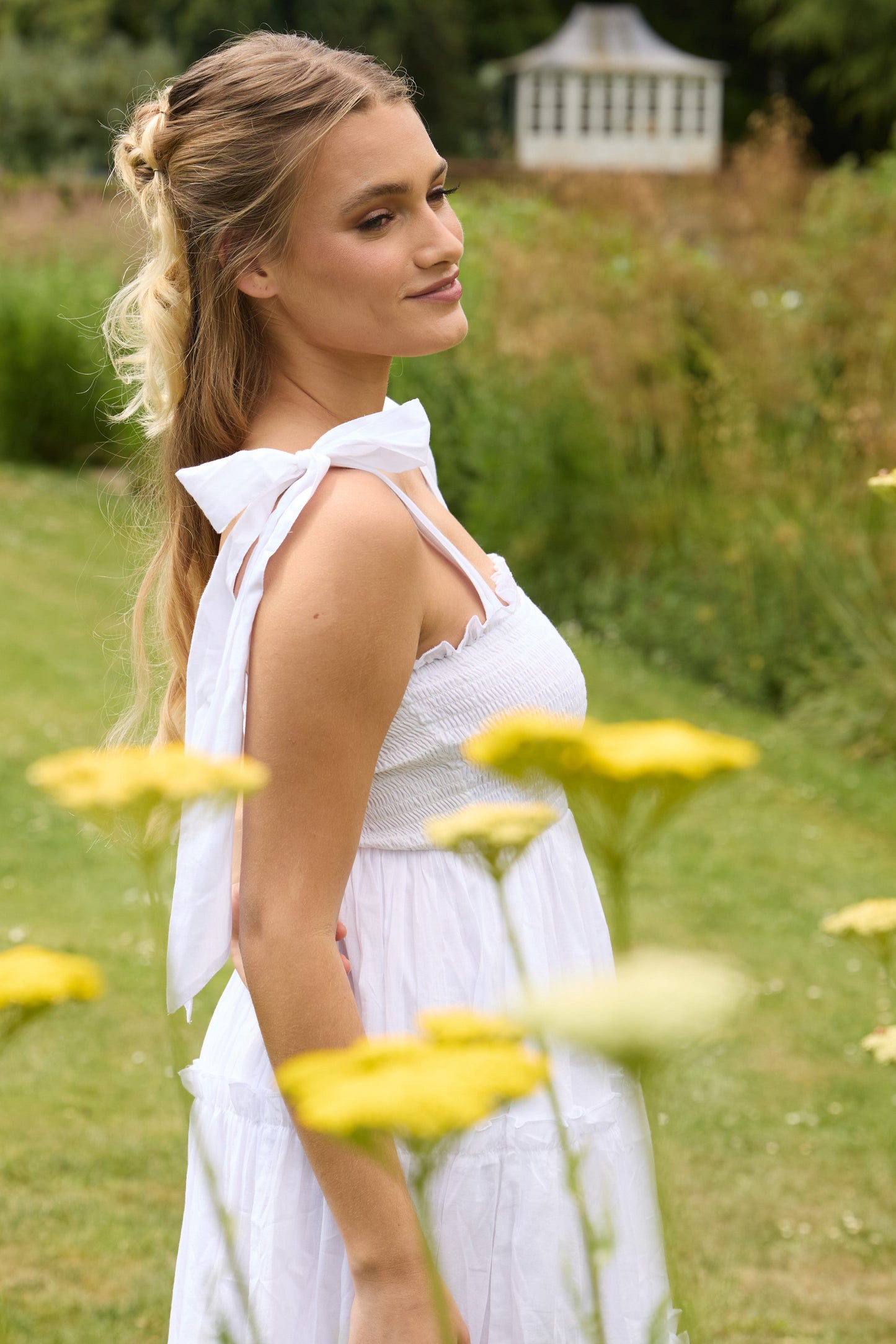 Louise Cotton Midi Dress in White
