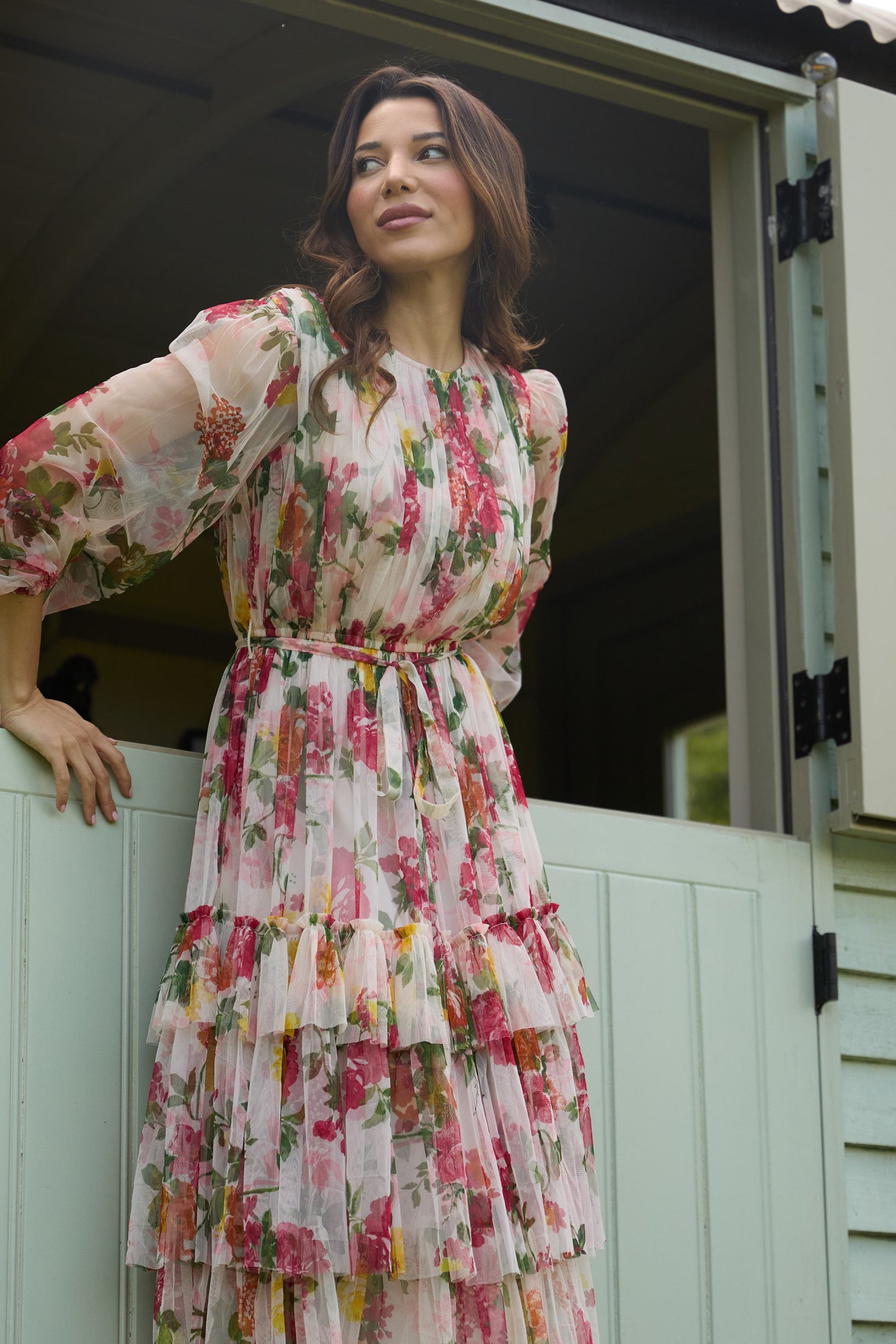 Rebecca Midi Dress in Cream Floral