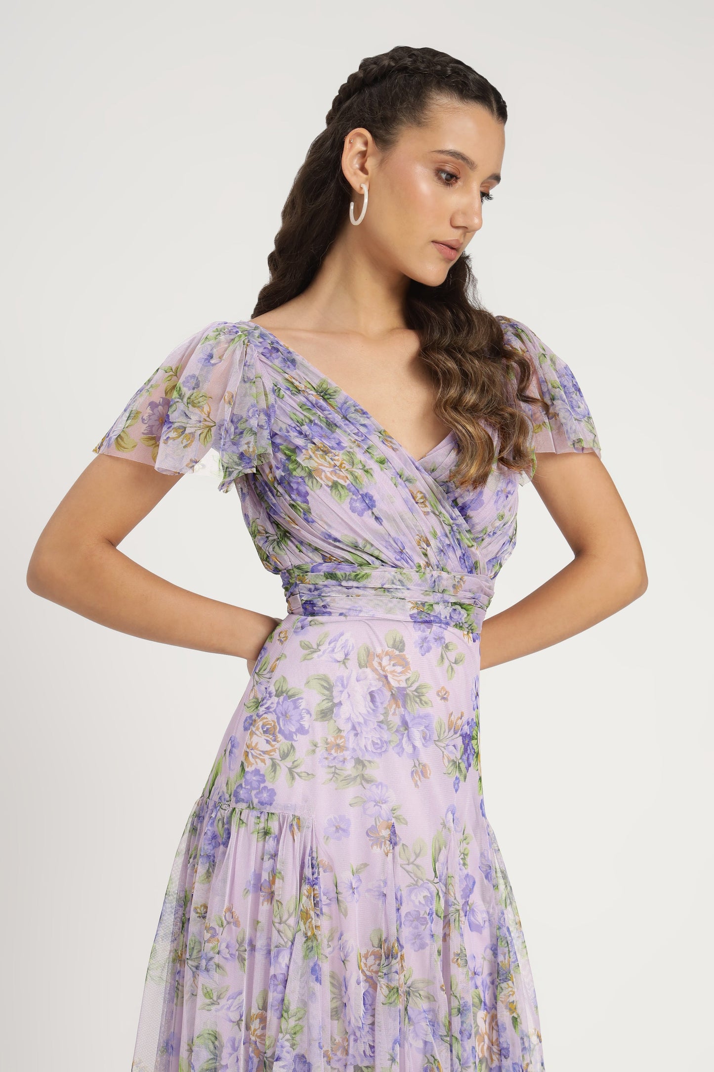 Gally Maxi Dress in Lilac Print