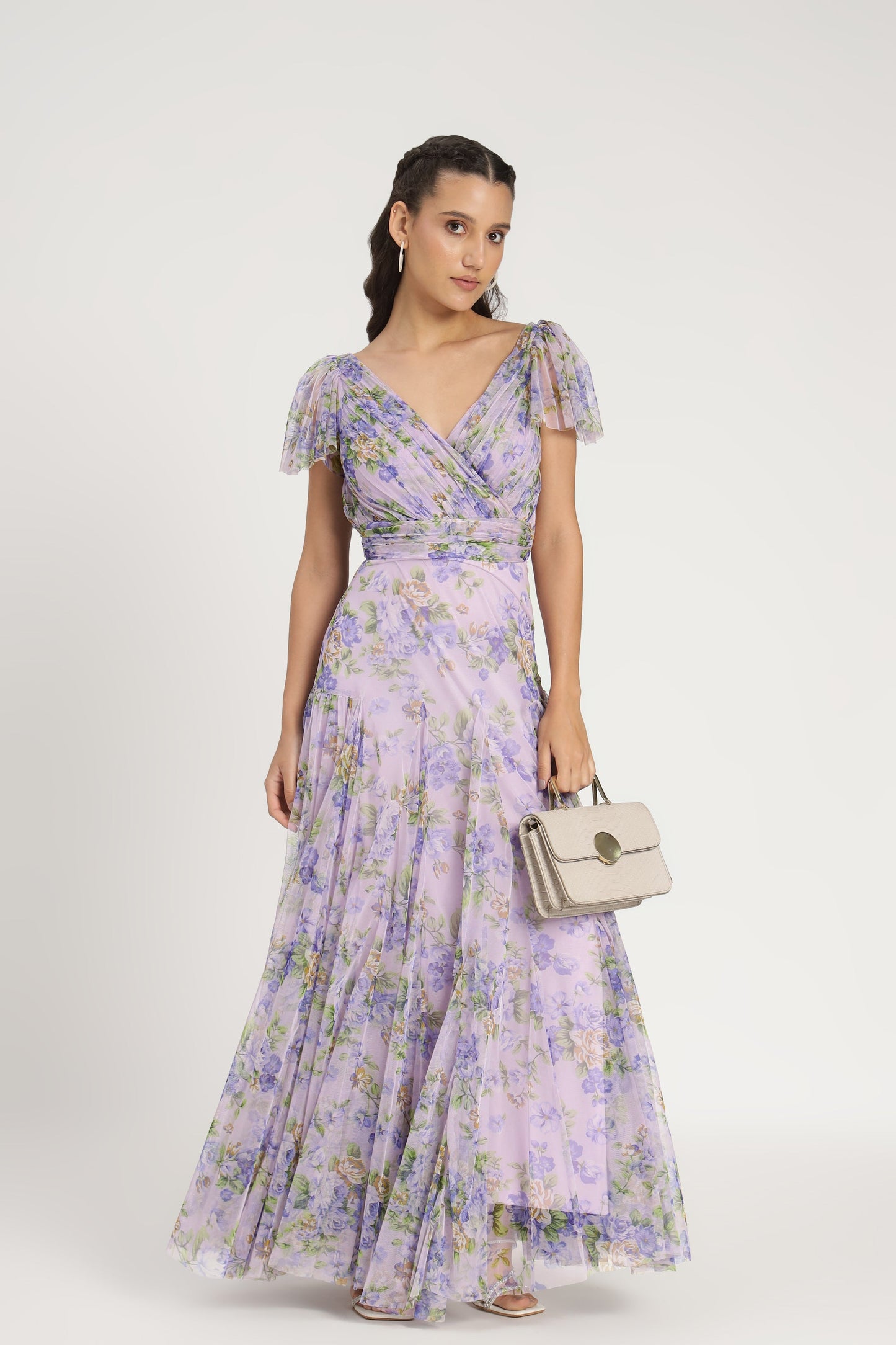 Gally Maxi Dress in Lilac Print