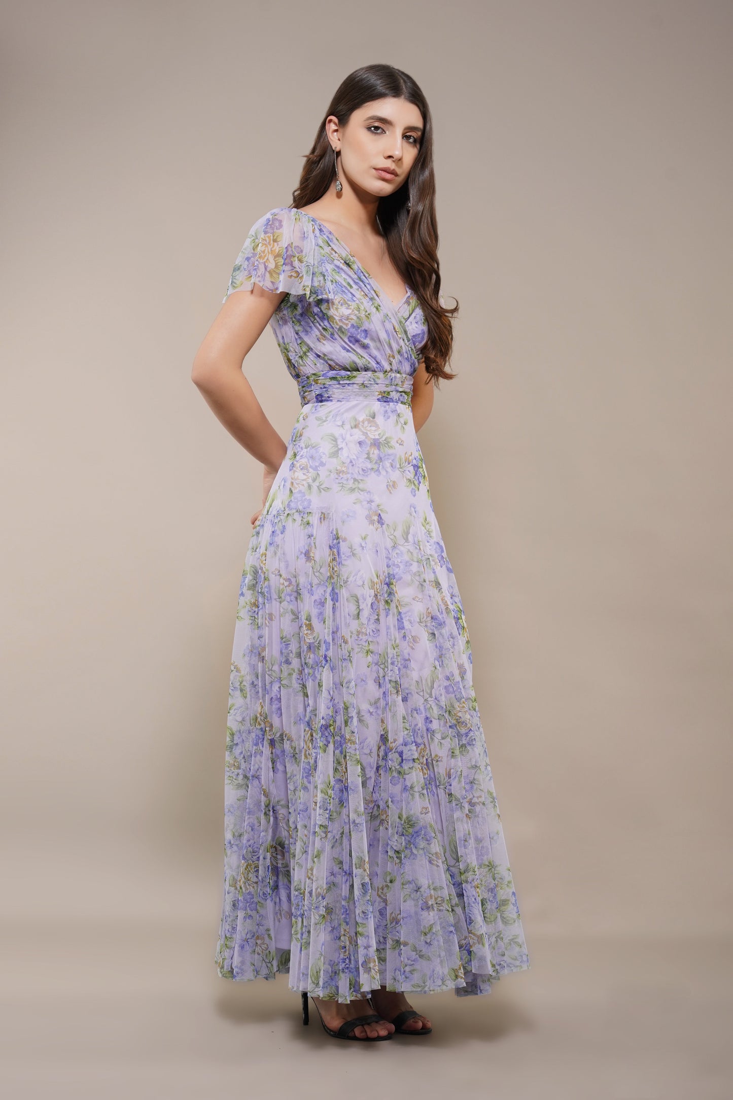 Gally Maxi Dress in Lilac Print