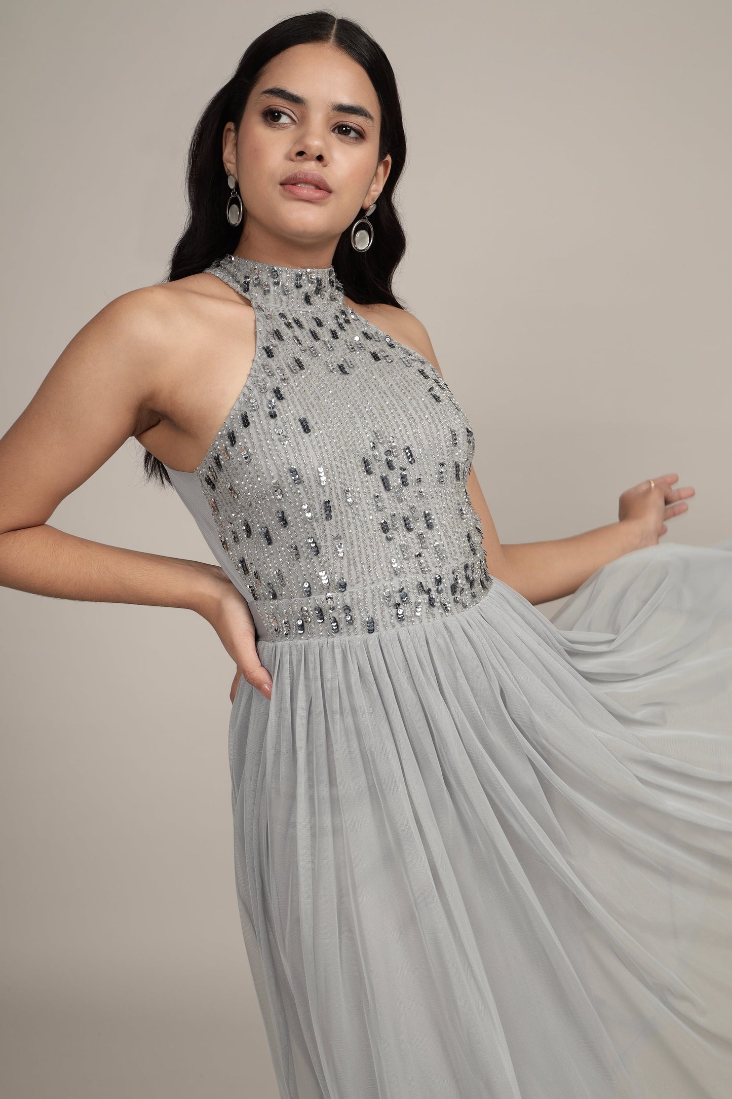 Jessa Midi Dress in Grey