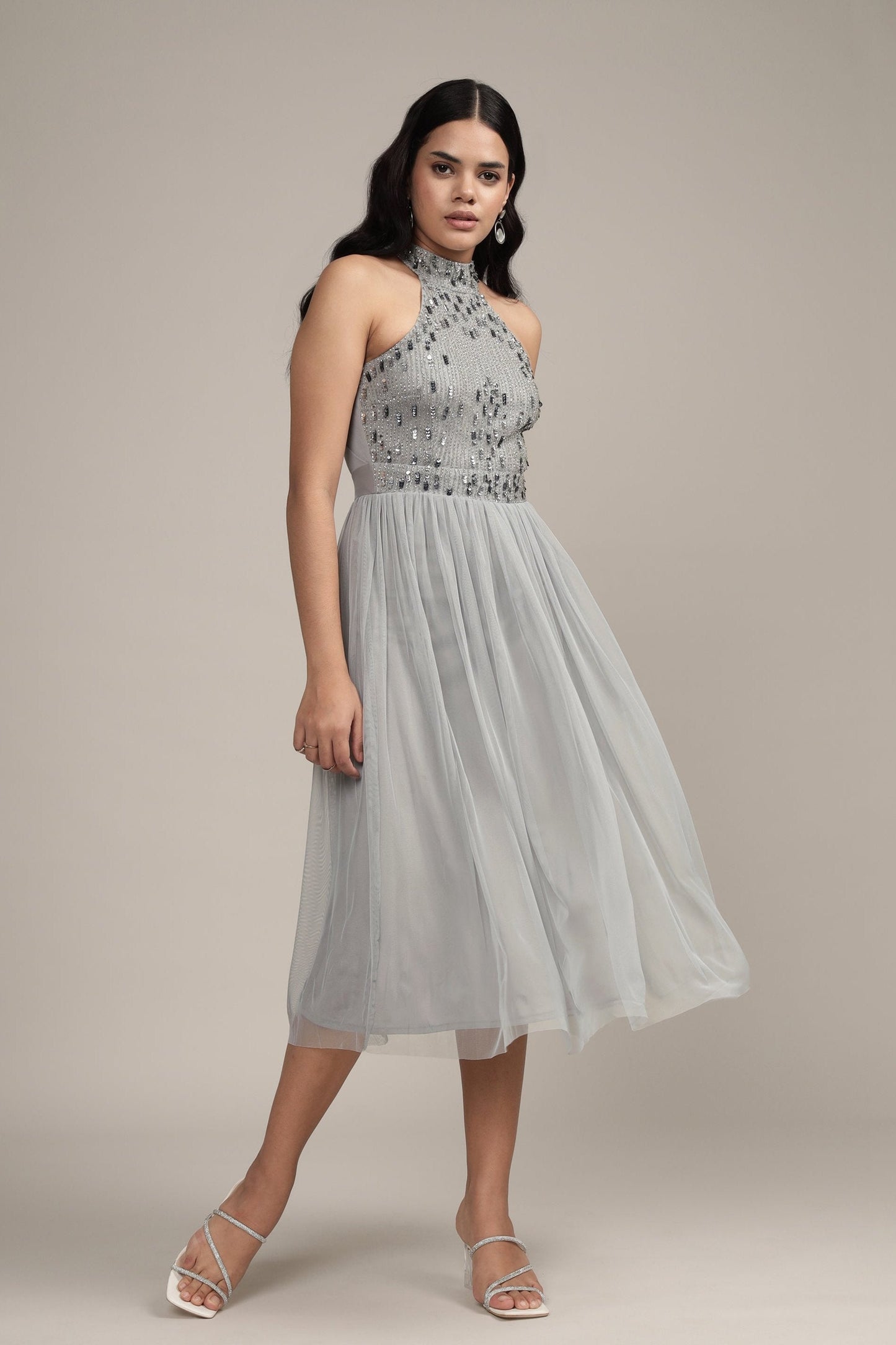 Jessa Midi Dress in Grey