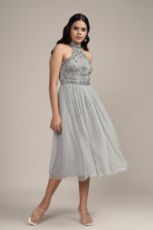 Jessa Midi Dress in Grey