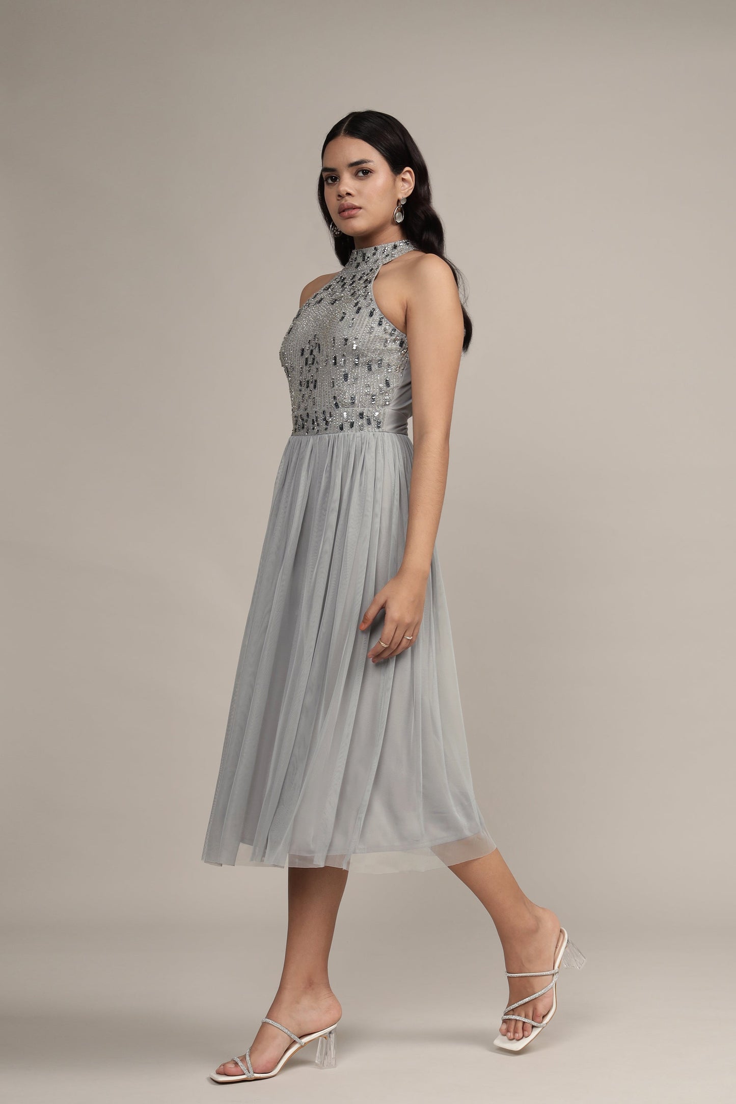 Jessa Midi Dress in Grey