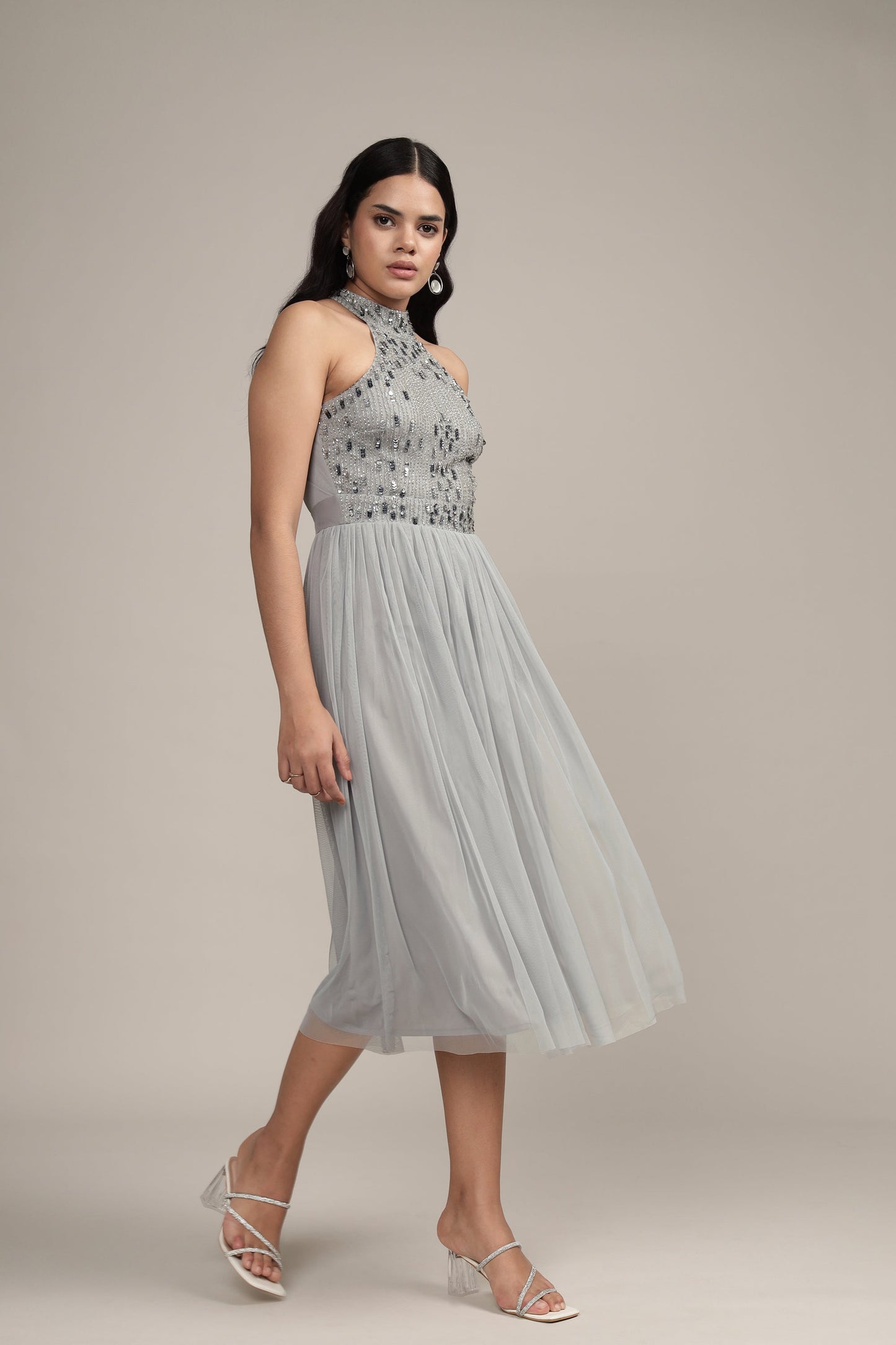 Jessa Midi Dress in Grey