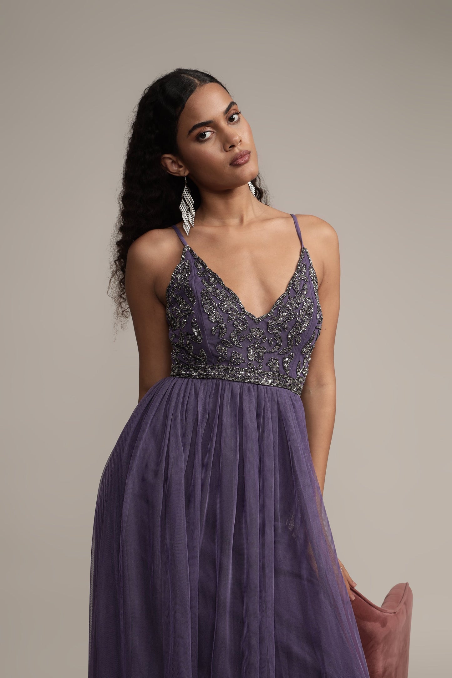 Lexi Embellished Maxi in Mulled Grape