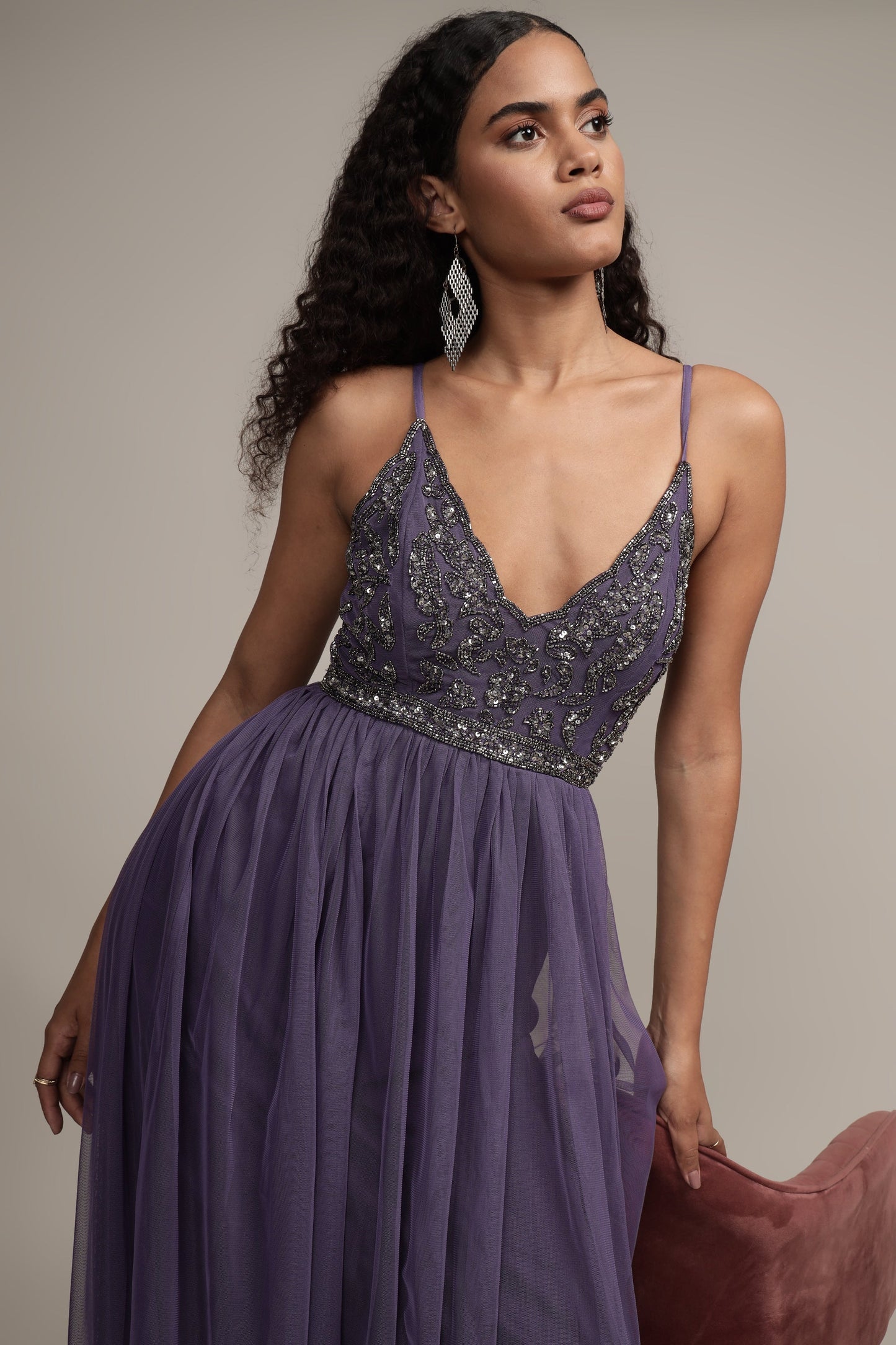 Lexi Embellished Maxi in Mulled Grape