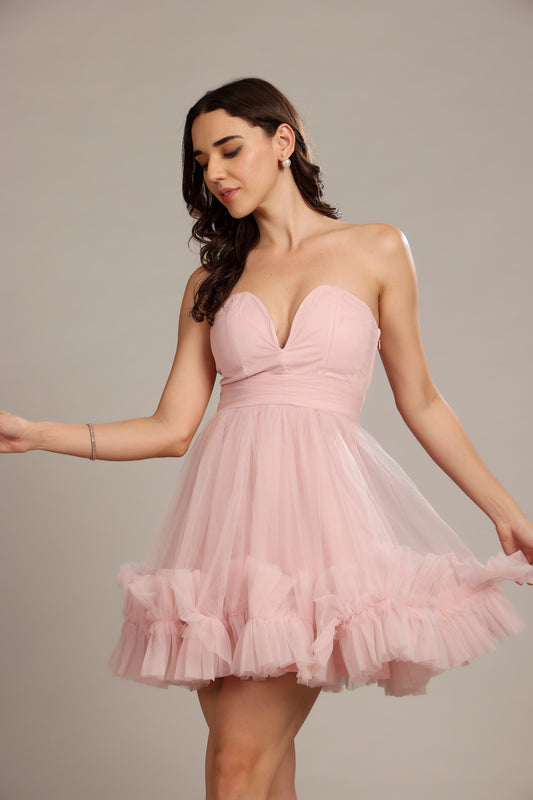 Orion Mini Dress in Powder Pink