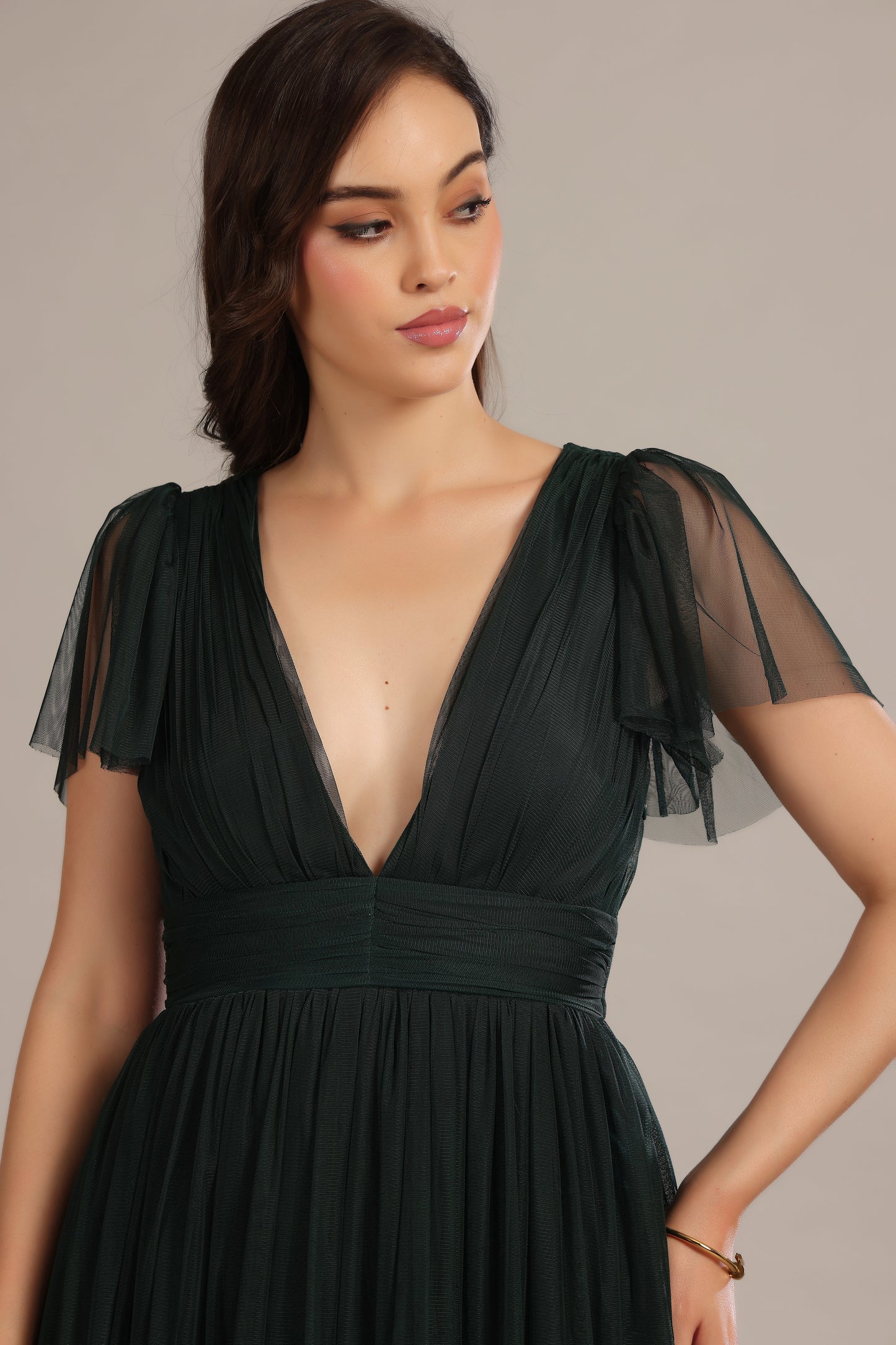 Madison Forest Green Midi Bridesmaid Dress